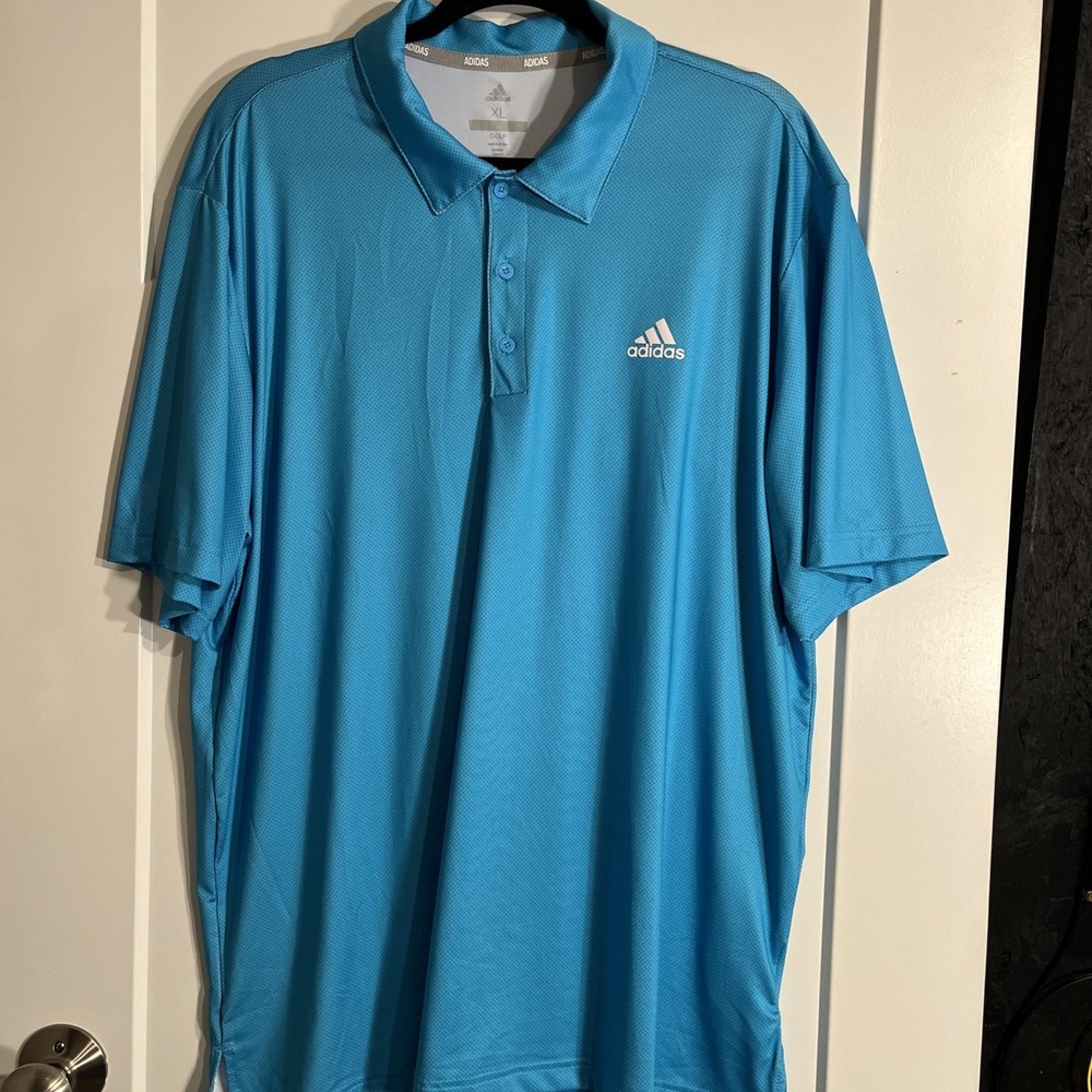 Adidas Mens Golf Performance Polo Shirt Blue XL Short Sleeve Polyester Spandex